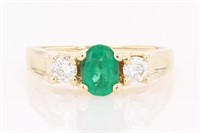 1.00 Ct Emerald Diamond Ring 14 Kt