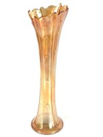 Marigold Carnival Glass Swung Vase 12"H