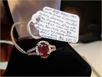 14KT W/GOLD 2.50 CT DIAMOND HALO RUBY SOL. RING