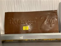 29" LONG BROWN PAINTED 7UP SIGN