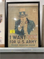 I WANT YOU FRAMED UNCLE SAM POSTER