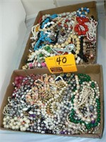 2 FLATS FULL OF COSTUME JEWELRY BEAD NECKLACES