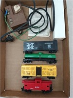 4 model power train cars & power supply HO scale
