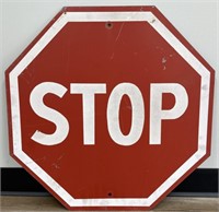 Vintage 2ft Metal “ Stop “ Road Sign w/ Smaltz