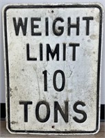 Vintage 2ft Embossed Metal “ Weight Limit 10 Tons