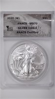 2020-W ASE Silver Eagle ANACS MS70