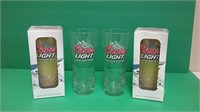 4 Coors Light Cold Certified Glasses