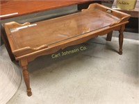 MID-CENTURY SOLID MAPLE GLASS TOP COFFEE TABLE