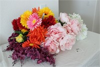 Large lot of Faux Flower Stems & Bouquets