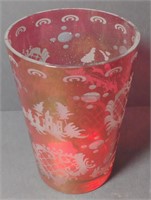 Bohemian Red Glass Wine Cooler 8"