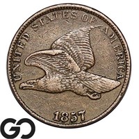 1857 Flying Eagle Cent, Choice VF++ ** Scarce Type