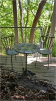 Antique Marble Cast Iron Bistro Table & Chairs