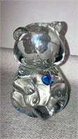 Fenton glass birthday teddy bear blue stone heart