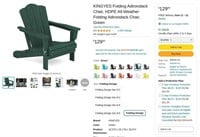 E8027  KINGYES Folding Adirondack Chair, Green, HD
