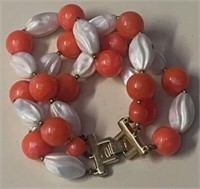 Vtg Crown Trifari Double-Strand  Bead Bracelet