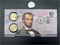 2010 P&D Abraham Lincoln One Dollar Coin Cover Lim