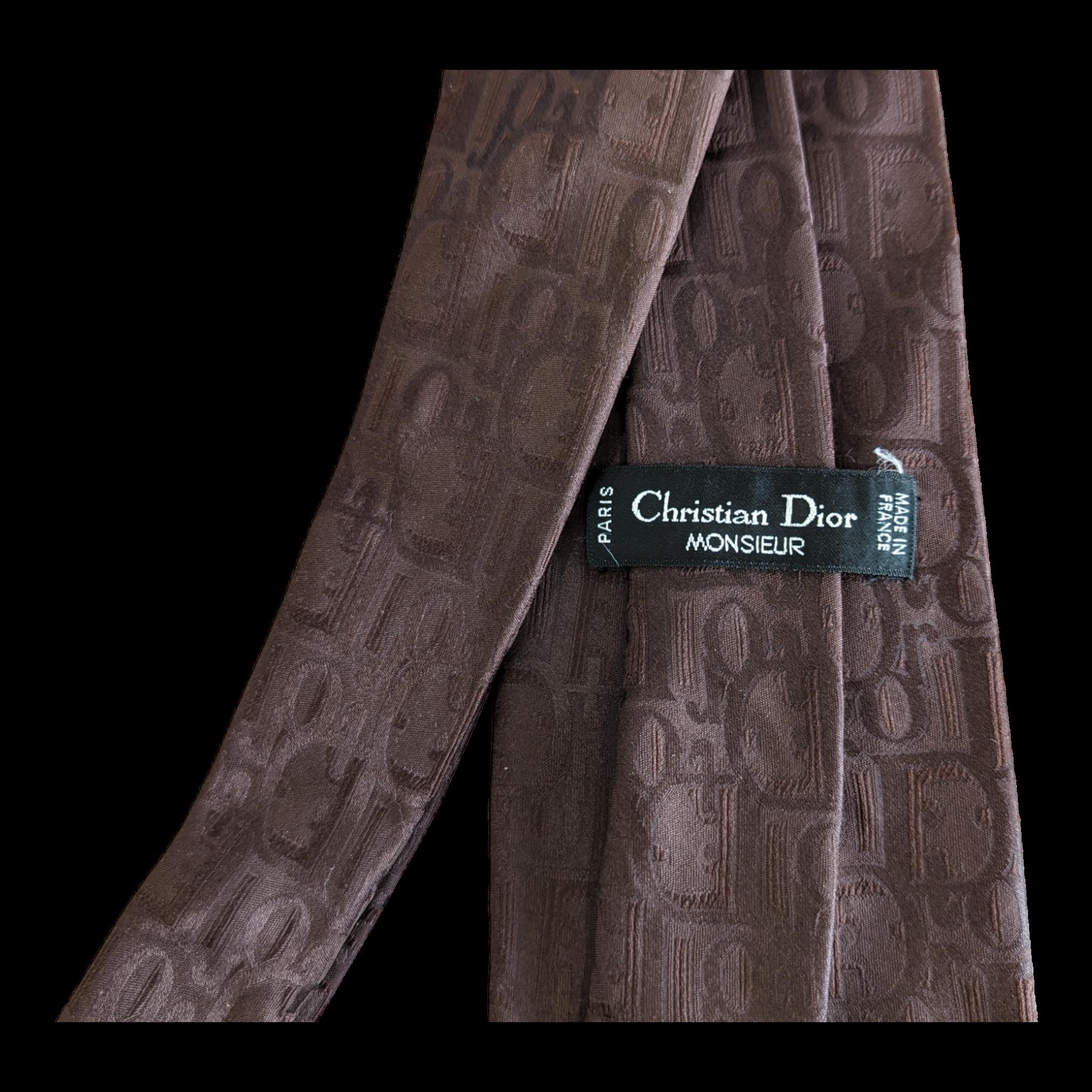 AUTHENTIC Brown Christian Dior Vintage Tie