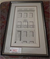 Framed print of architectural row home 21”x32"