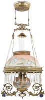 Jeweled Brass Library Pulldown Lamp