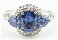 Sterling Cushion Cut Blue Sapphire Ring
Nice
