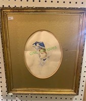 Antique gold framed watercolor - A Gibson Girl
