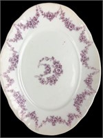 John Maddock Purple Flowers Glass Serving Platter