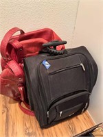 LUGGAGE BLACK SUITCASE & RED DUFFLE BAG