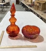 2 Amberina Glass Decor Pcs