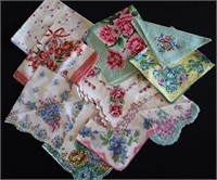 Vintage Ladies Handkerchiefs - Pastels (10)