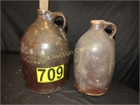 Antique brown stone whiskey jugs - 2