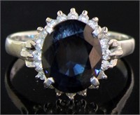 Platinum 4.46 ct Natural Sapphire & Diamond Ring