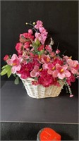 Wicker Basket With Artificial Flowers