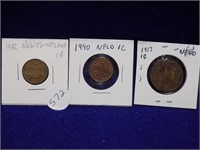 3 NFLD Pennies-1917, 1940 & 1942