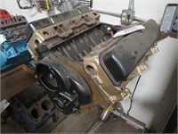 1957 Oldsmobile 371 Gold Engine Block with Stand
