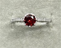 1ct Red Zirconia .925 Sterling Silver Ring NIB