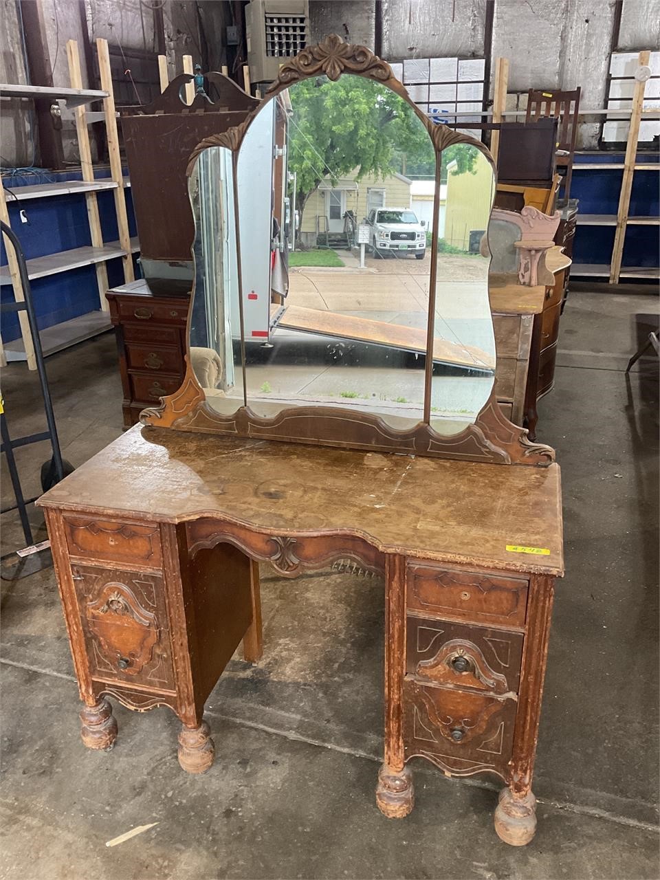 Antique vanity, 44”w x 18”d x 66”t