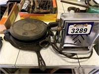 Antique Electric Toaster & Cast Iron Waffle Iron
