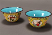 Pair of Chinese Enamel Bowls,
