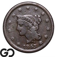 1843 Braided Hair Large Cent, Choice Fine+