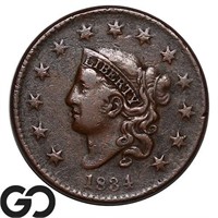 1834 Coronet Head Large Cent, Choice VF