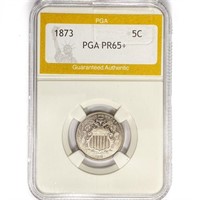 1873 Shield Nickel PGA PR65+