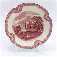 Vintage Red & White Transferware Plate