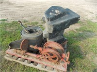 vintage drill, belt,  fuel tank