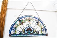 (2) Stained Glass Half Moon Wall Hangings