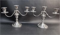 PAIR OF STERLING SILVER BRANCHED CANDELABRAS