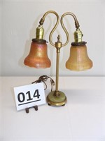 Brass Tulip Lamp w/ Marble Base 14" High