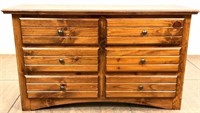 Country Influenced Stained Pine Wood Dbl Dresser