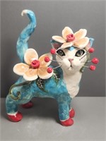 Amy Lacombe WhimsiClay Cat Sculpture- Flowers