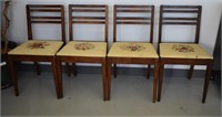 4 Vintage Needlepoint Seat Dining Chairs