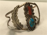 Sterling Silver NA cuff bracelet with turquoise